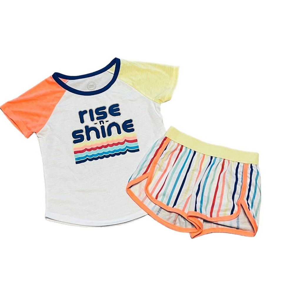 Wonder Nation Girls Rise n Shine Pajama Shorts Sleep Set XS / L Plus Stripes New